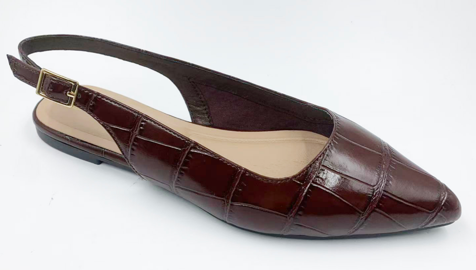Womens Sling Back Ballet Shoe with PU Croc Upper